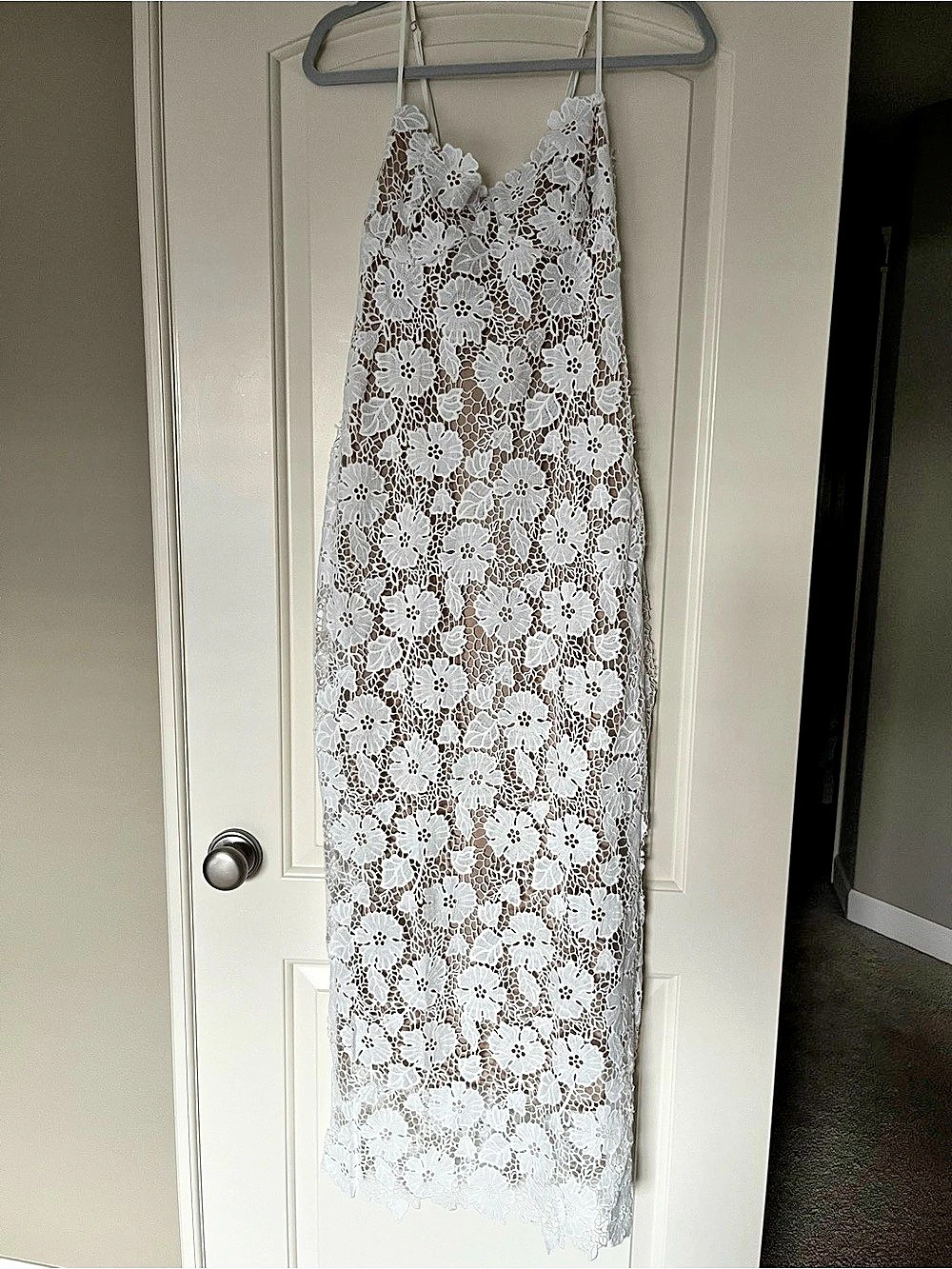 anna-kaci Floral Lace Maxi Dress in White